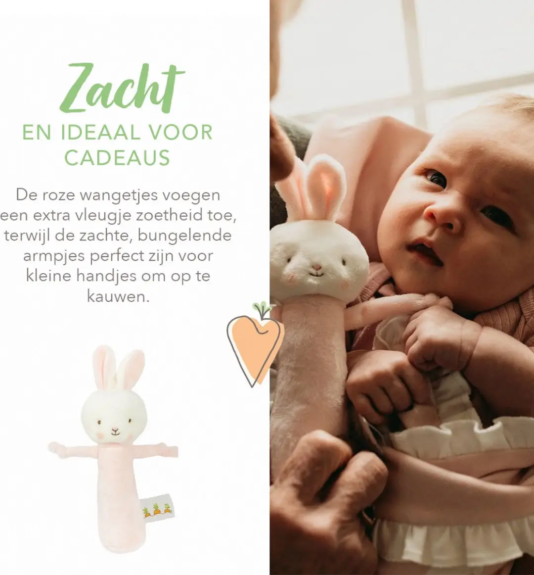 Bunnies By The Bay Rammelaar Konijn Roze - 15 cm - afbeelding 6 van 6