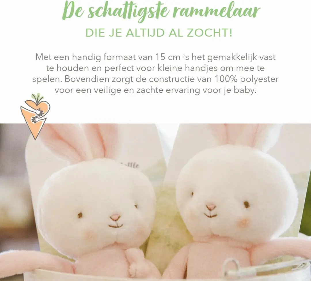 Bunnies By The Bay Rammelaar Konijn Roze - 15 cm