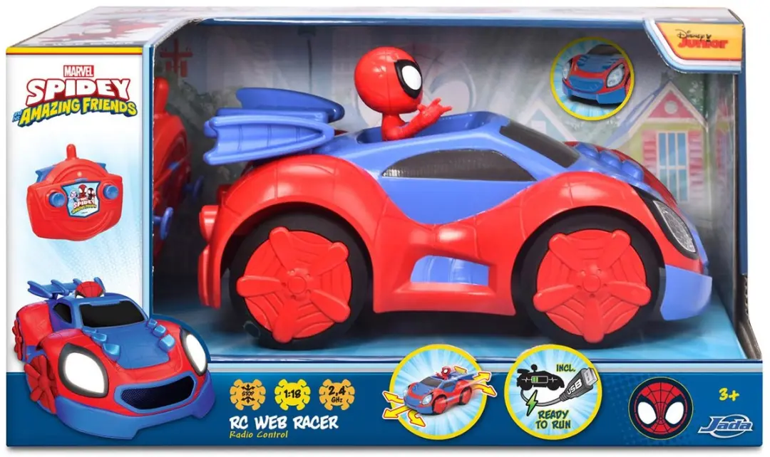 Dickie Toys Spidey Web Racer RC Auto - Rood/Blauw - 3x 1,5V - afbeelding 6 van 6