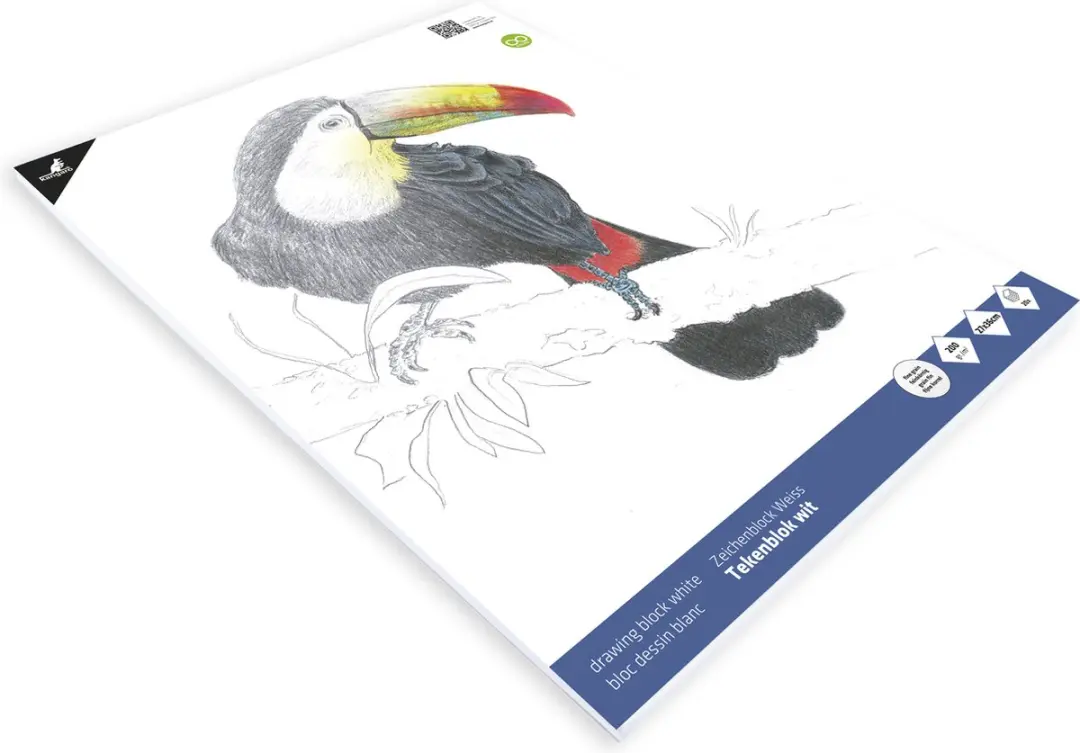 Kangaro K-5331 Tekenblok A4 Wit Fijne Korrel - 40 Vel