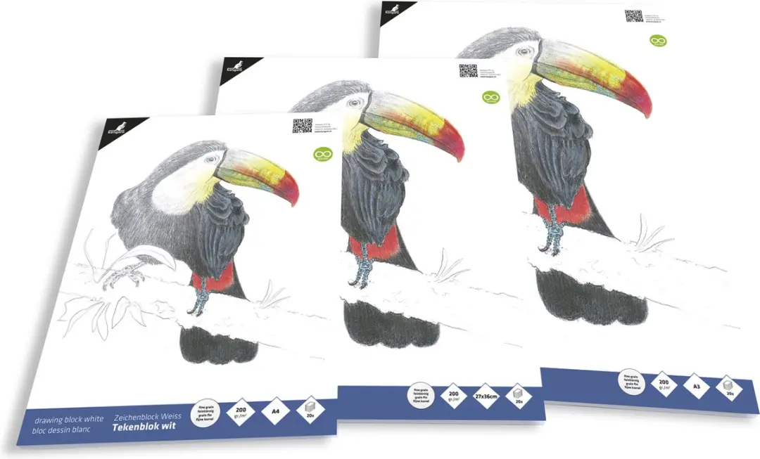 Kangaro K-5331 Tekenblok A4 Wit Fijne Korrel - 40 Vel - afbeelding 6 van 6