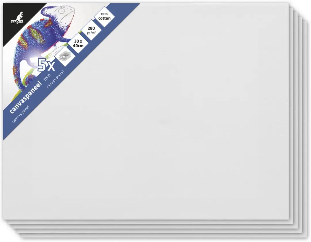 Kangaro Canvaspaneel 30x40cm - 3mm - 5 Stuks - Geprimed