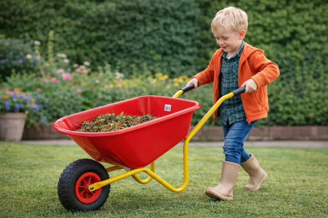 Talen Tools Kinderkruiwagen met luchtband - Rood/Geel