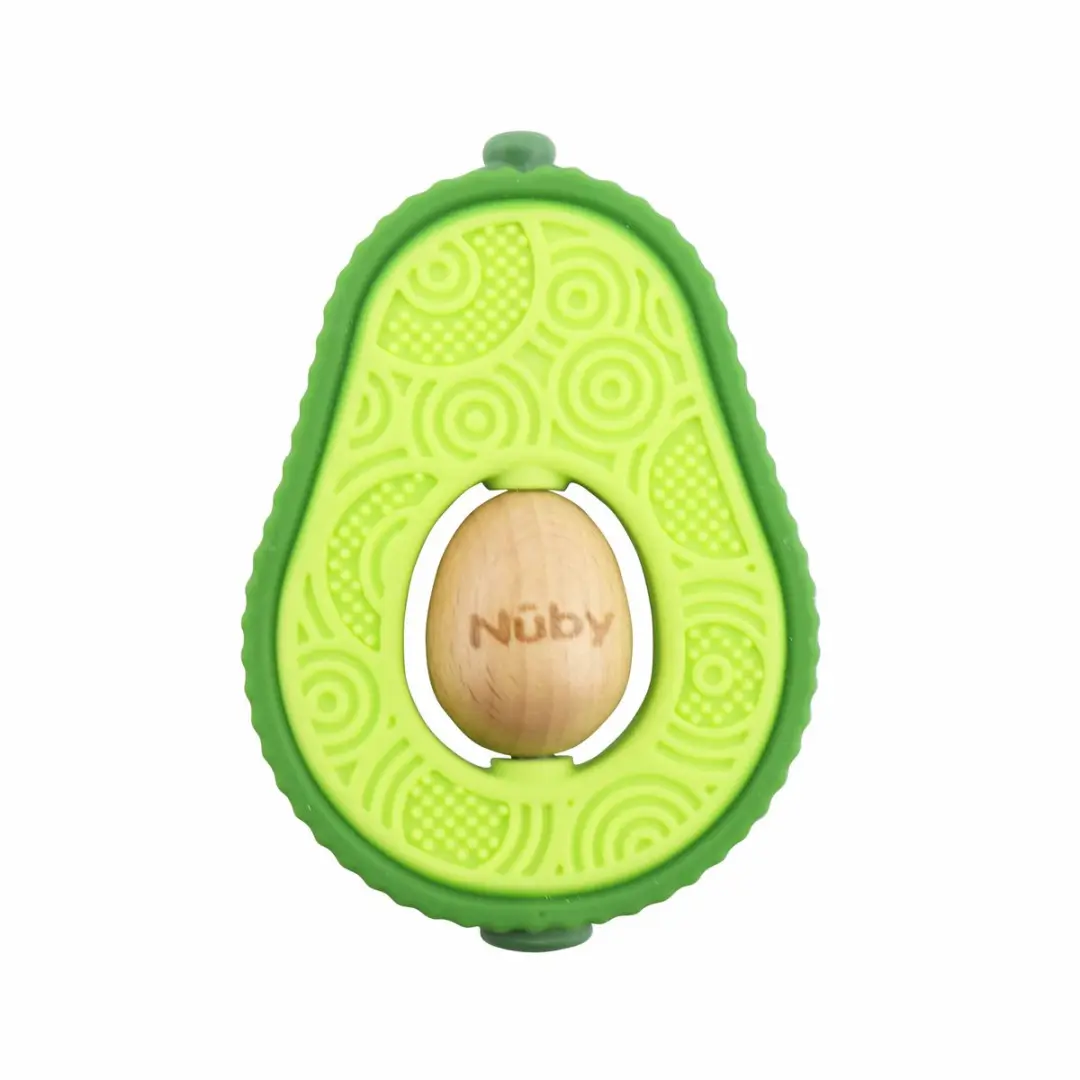 Nûby Avocado Bijtspeeltje - Silicone & Hout 6+ maanden - afbeelding 6 van 6
