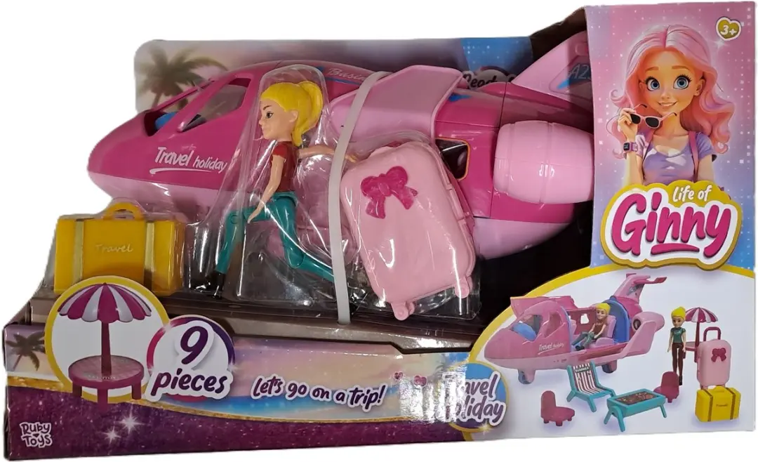 Ruby Toys Travel Holiday Vliegtuig Roze