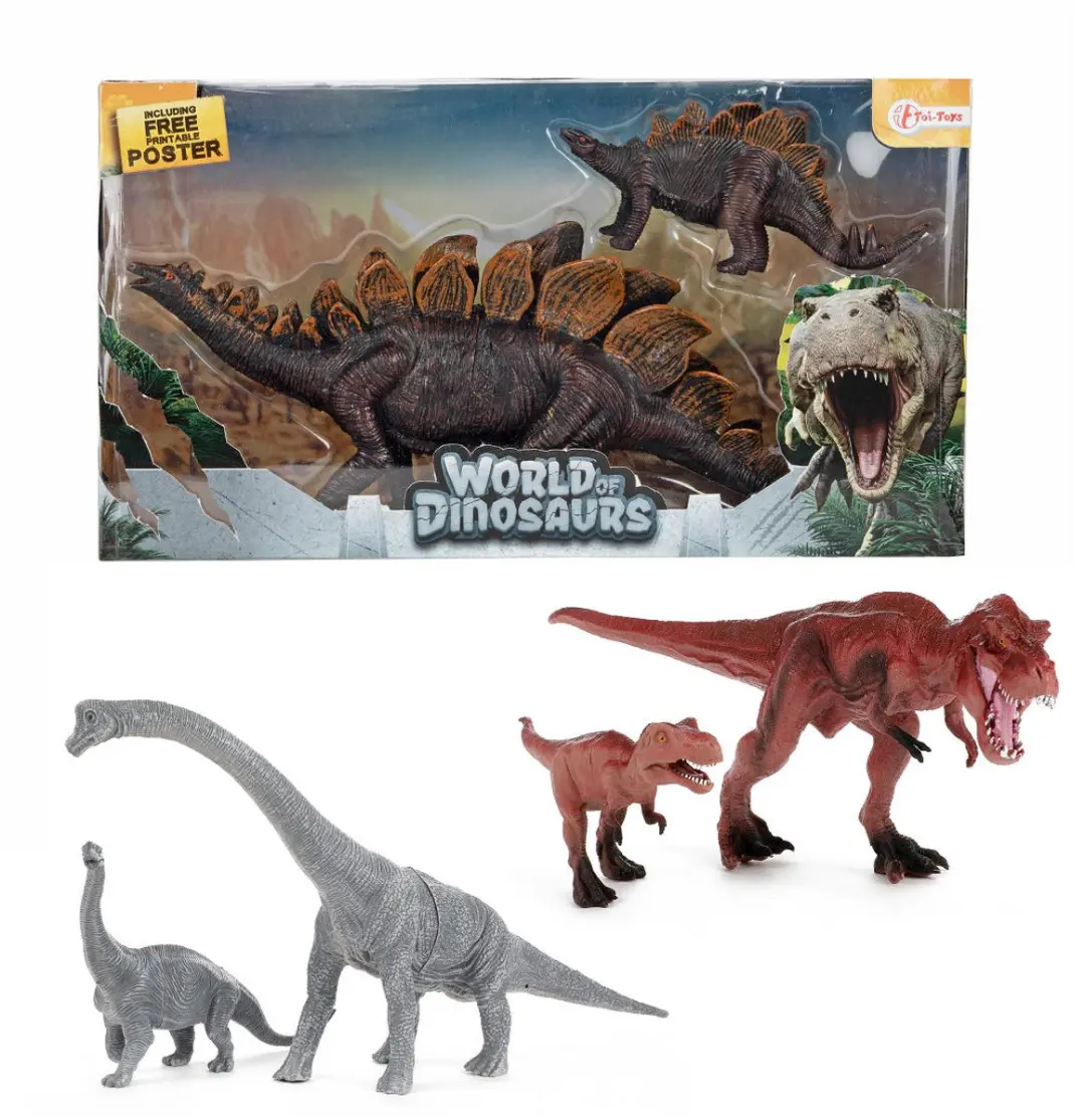 Toi-Toys World of Dinosaurs Moeder met kind Dino - 4-ass - Multicolor