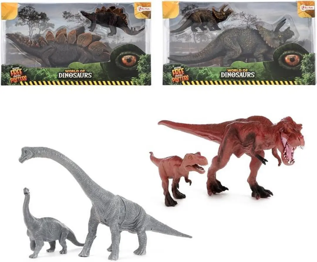 Toi-Toys World of Dinosaurs Moeder met kind Dino - 4-ass - Multicolor
