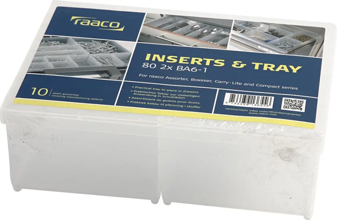 Raaco 80 2xBA6-1 Assortimentskoffer-inzet 220x69x160mm - Transparant