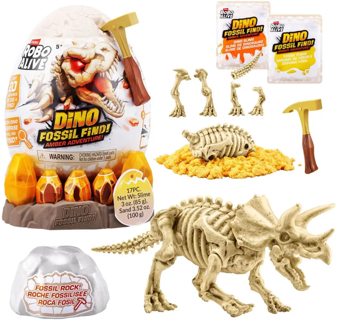 ZURU Robo Alive Fossil Find Amber Dino Ei - Interactieve Dinosaurus - 01873672 - afbeelding 6 van 6