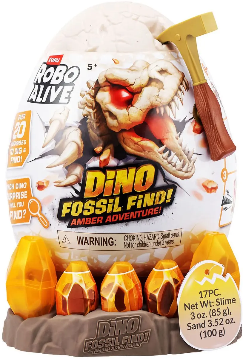 ZURU Robo Alive Fossil Find Amber Dino Ei - Interactieve Dinosaurus - 01873672