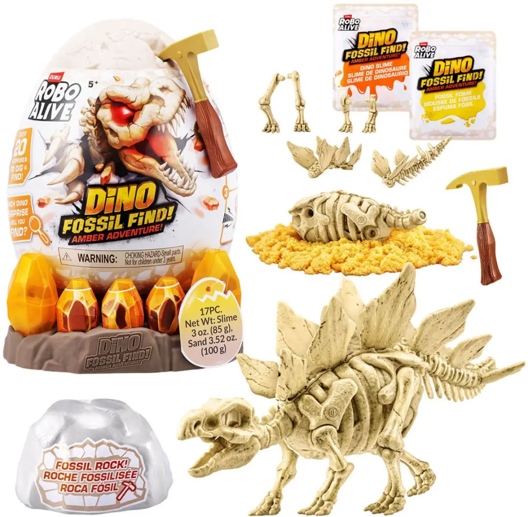 ZURU Robo Alive Fossil Find Amber Dino Ei - Interactieve Dinosaurus - 01873672