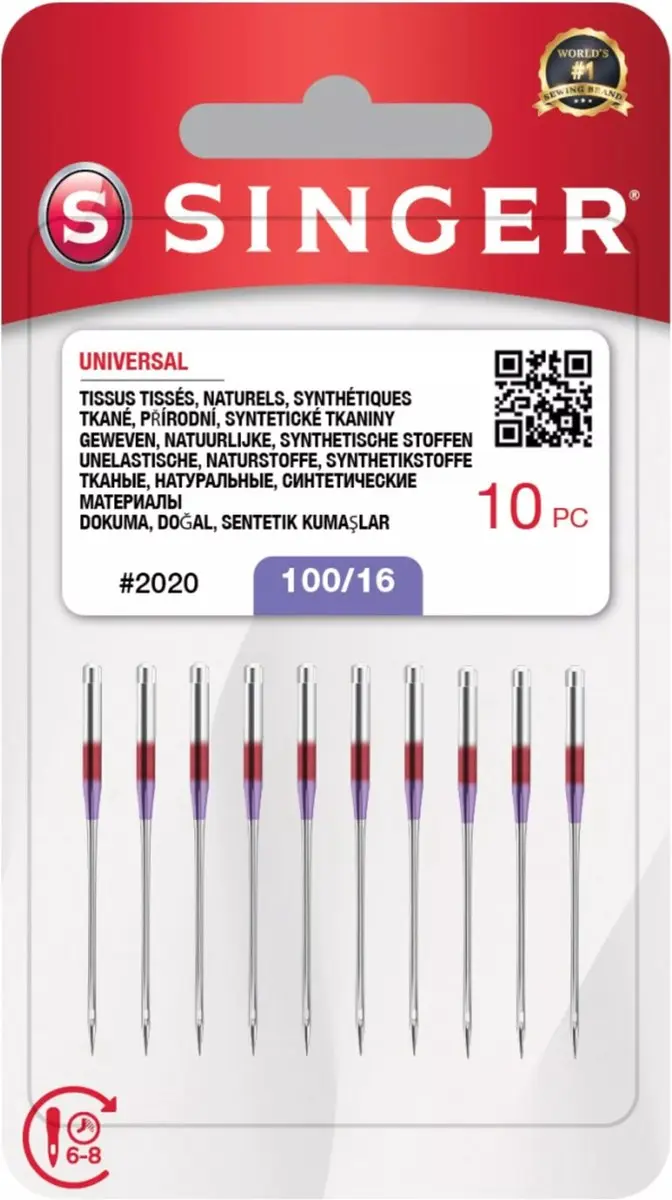 Singer Universal 2020 Naalden - 10 Stuks - Zilver/Rood/Paars