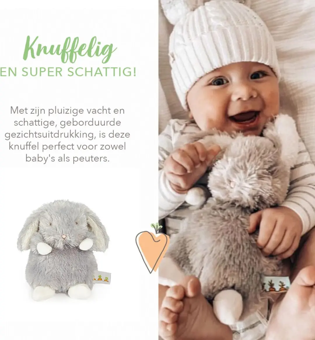 Bunnies By The Bay Wee Knuffel Konijn - 18cm Grijs