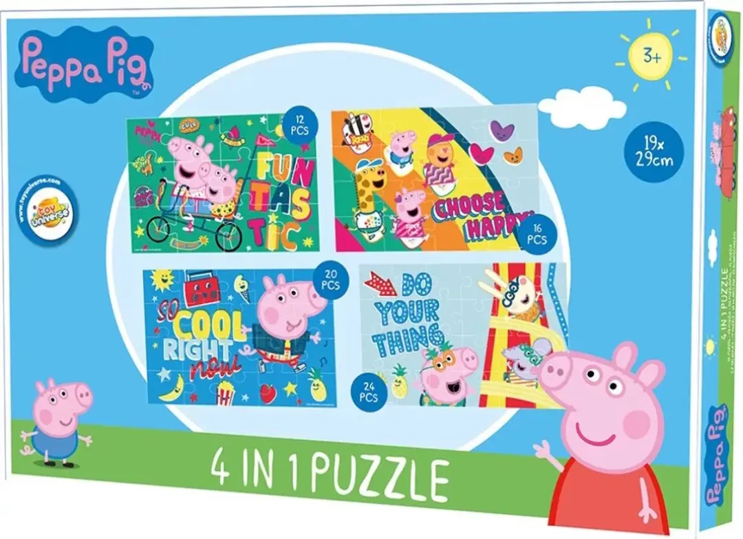 Peppa Pig 4-in-1 Puzzel - 72 Stuks - Multicolor