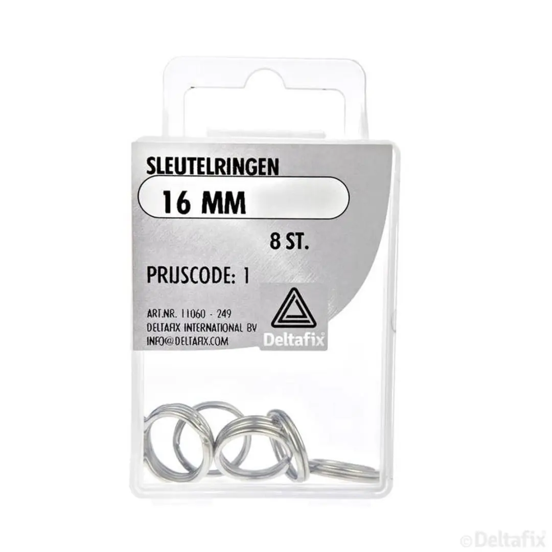 Deltafix Sleutelringen 16mm - 8 Stuks - Grijs