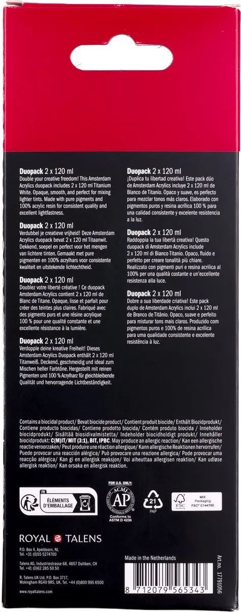 Amsterdam Standard Titaanwit Acrylverf - 2x120ml