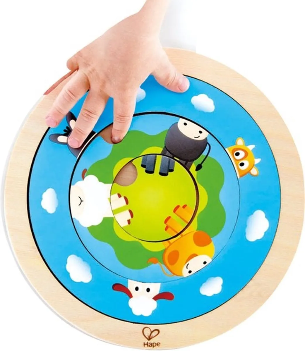 Hape Vormenpuzzel Spinning Farm Junior 20cm - 4 Stukjes - Multicolor