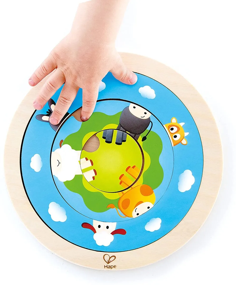 Hape Vormenpuzzel Spinning Farm Junior 20cm - 4 Stukjes - Multicolor