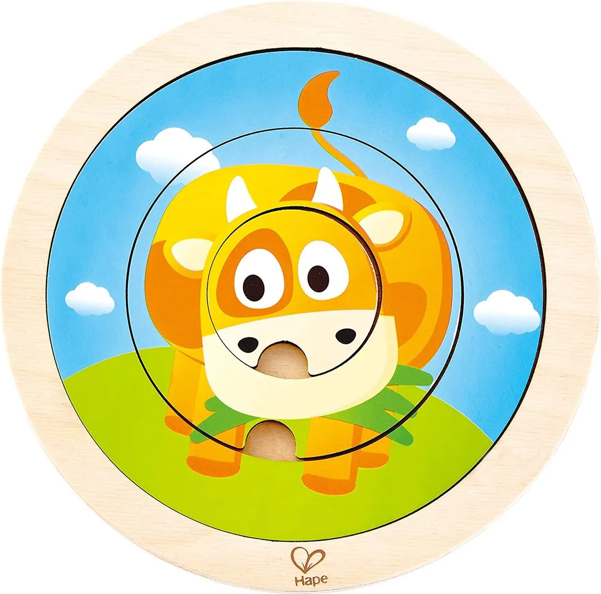 Hape Vormenpuzzel Spinning Farm Junior 20cm - 4 Stukjes - Multicolor