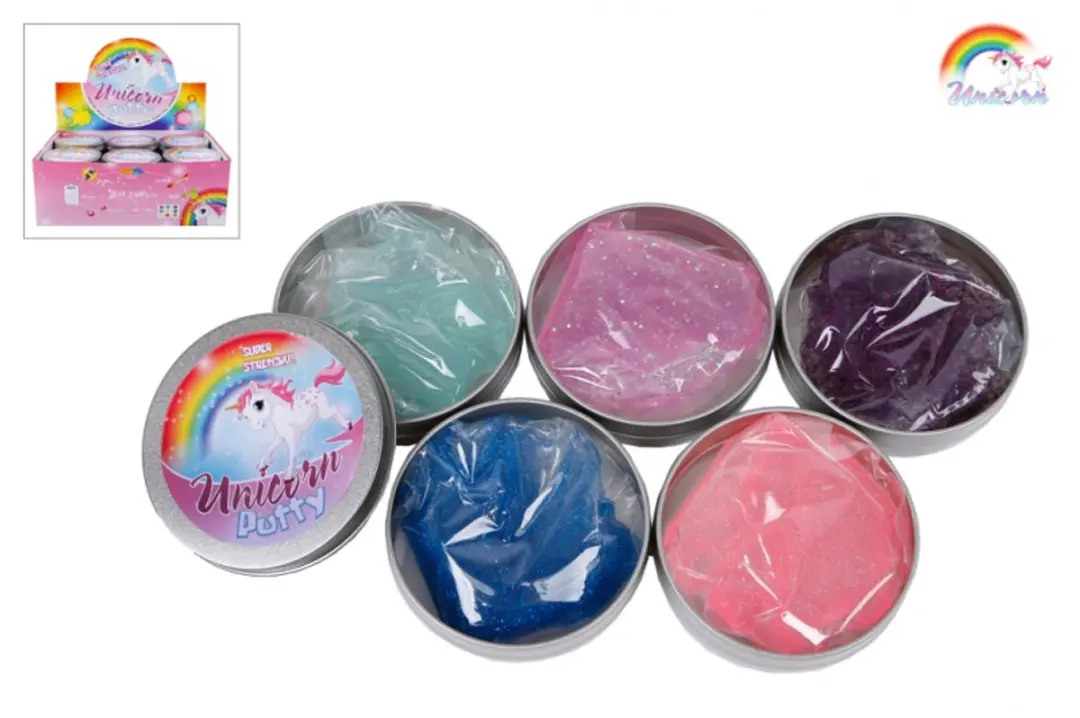 Unicorn Kneeddeeg Putty Glitter Junior 8,5cm Lichtblauw