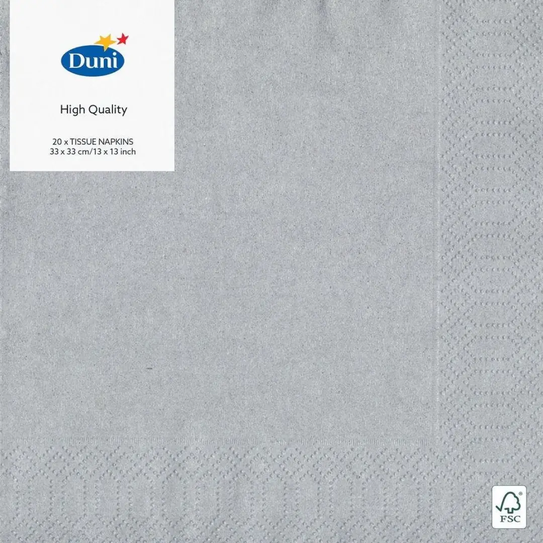 Duni Servetten 33x33cm - Silver - 3 Lagen