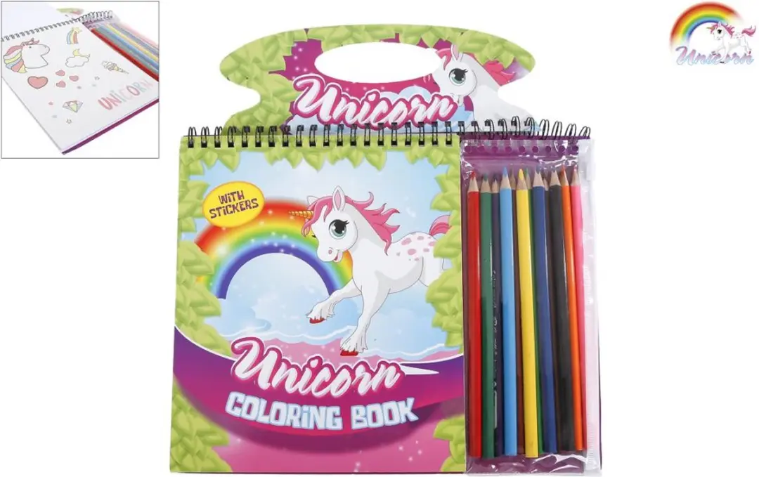 Unicorn Kleurboek met Potloden 21x26cm - 42 Pagina's - Multicolor