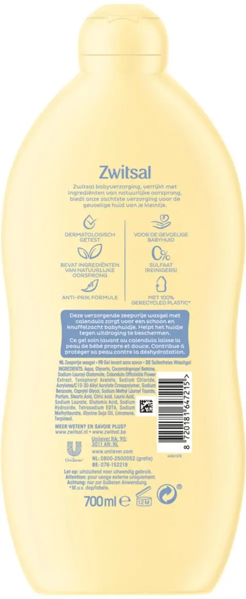 Zwitsal Wasgel Bulkverpakking 700ml - 10 Stuks