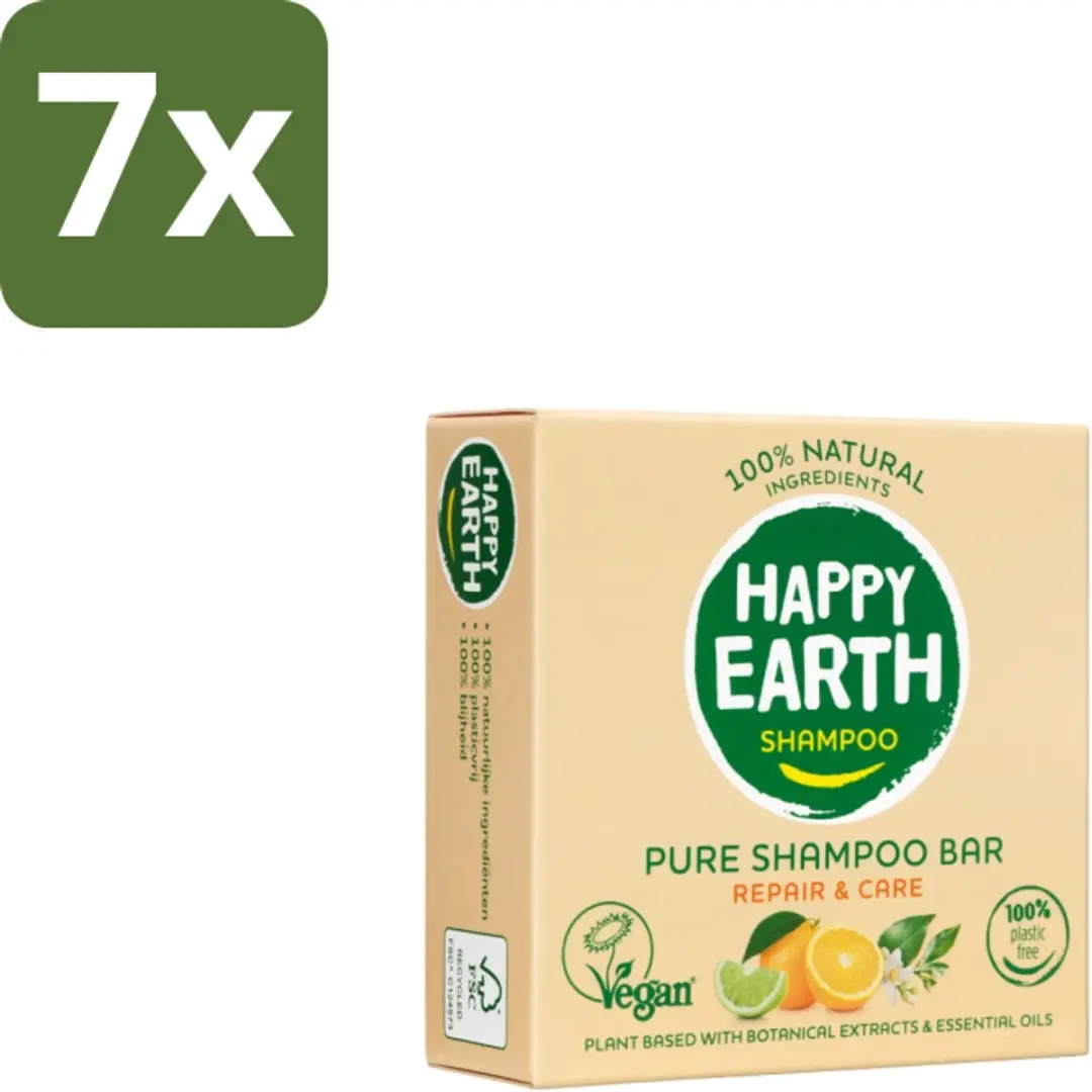 Happy Earth Shampoo Bar Repair & Care 70g - 7 Stuks