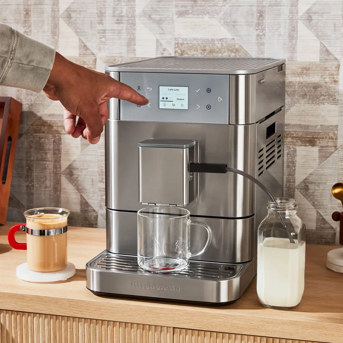 KitchenAid Volautomatische Espressomachine KF6 - koffiemachine met 15 receptopties en automatische melkopschuimer - Roestvrij staal