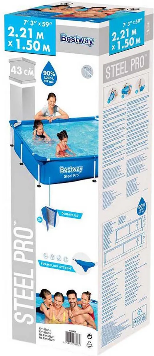 Bestway Steel Pro Zwembad 221x150x43cm - 1200L - Blauw