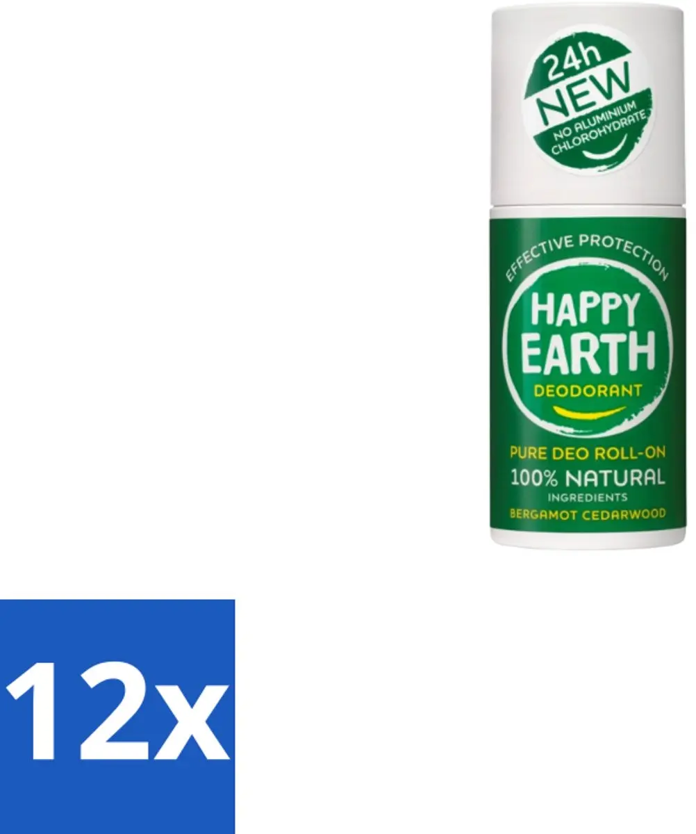 Happy Earth Deodorant Roll-On Bergamot Cederhout 75ml
