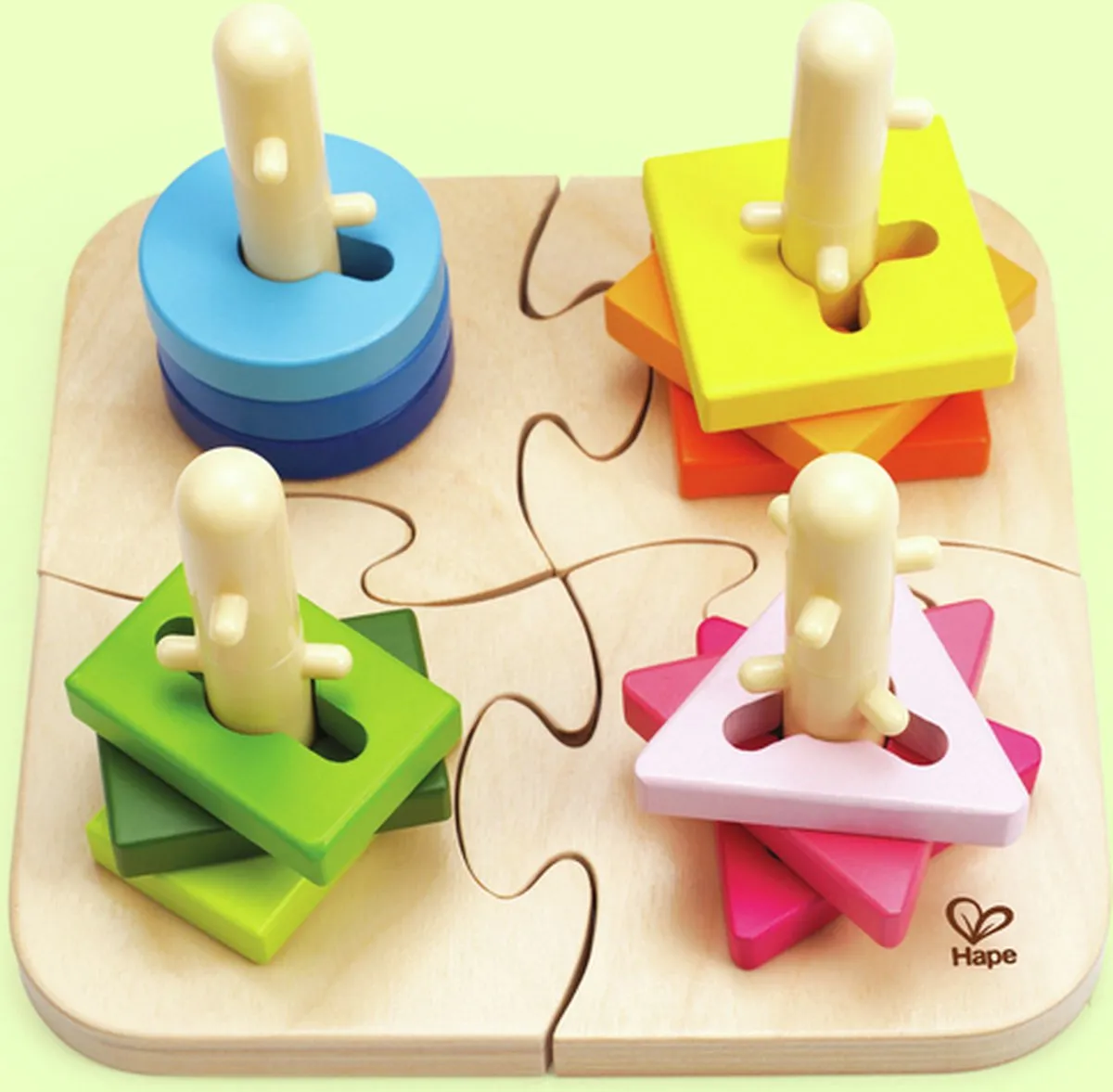 Hape Creatieve Pinnen Puzzel E0411 - 12 Vormen - Veelkleurig