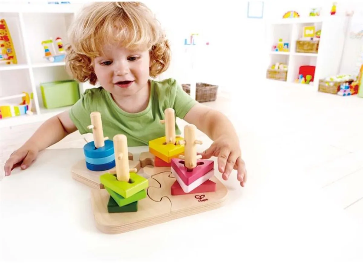 Hape Creatieve Pinnen Puzzel E0411 - 12 Vormen - Veelkleurig