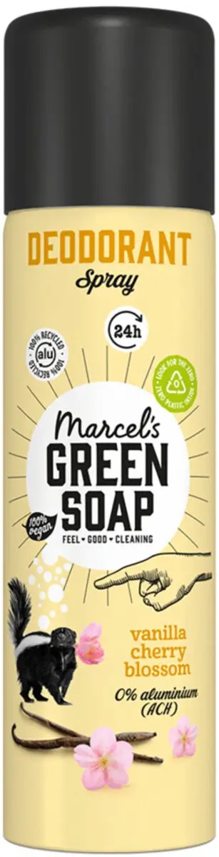 Marcel's Green Soap Deodorant Spray Vanilla & Cherryblossom 150ml - 4 Stuks