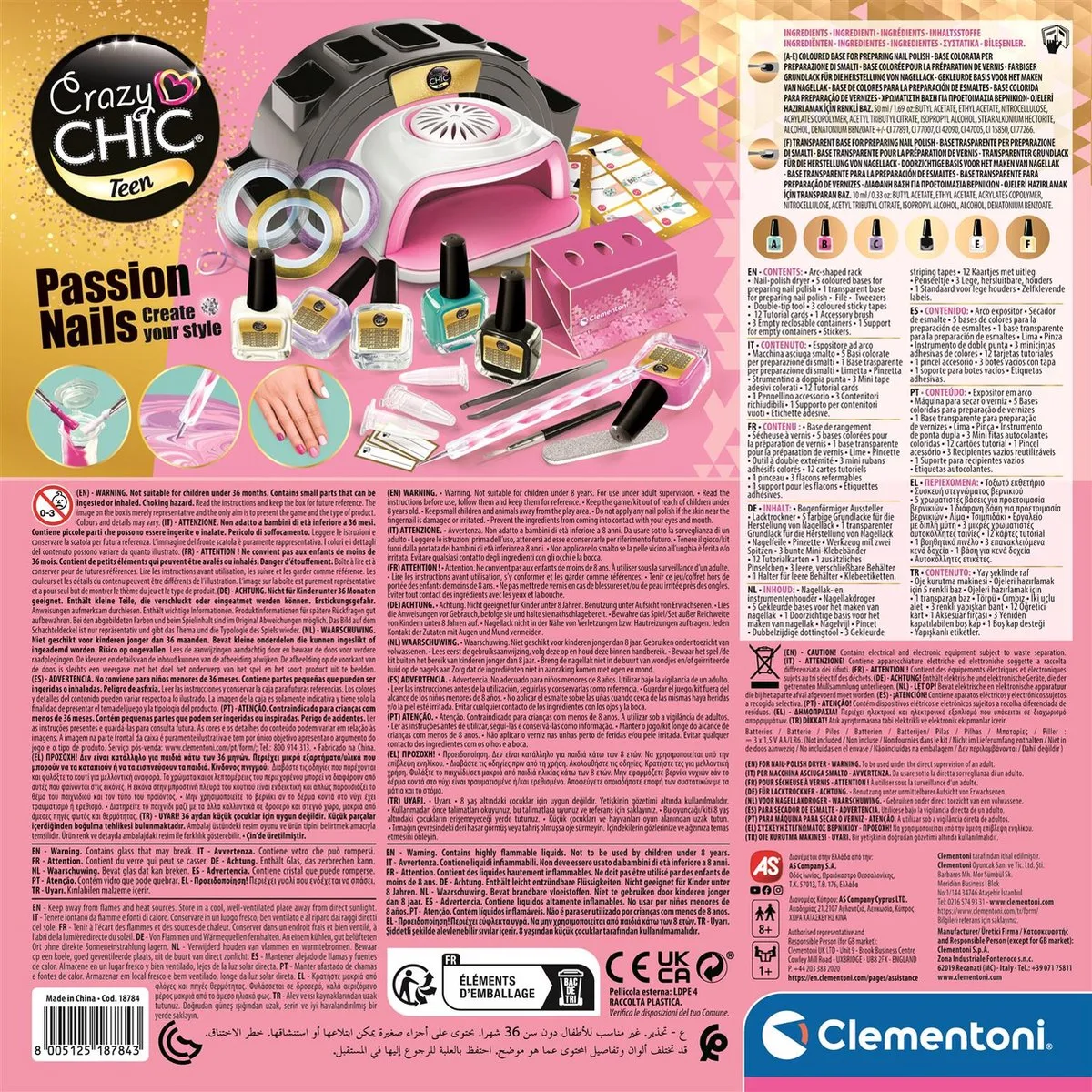 Clementoni Crazy Chic Teens Passion Nails Nagelstudio - Multicolor