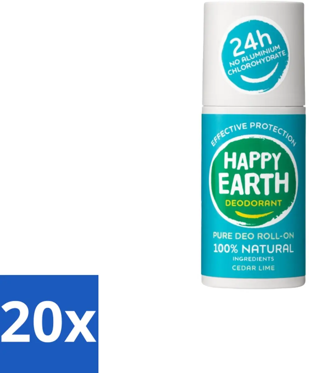Happy Earth Deodorant Roll-On Cedar Lime 75ml