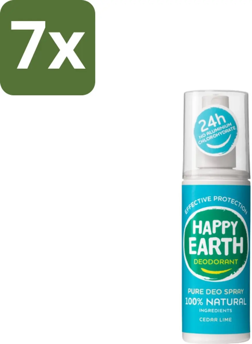 Happy Earth Deodorant Spray Cedar Lime 7x100ml