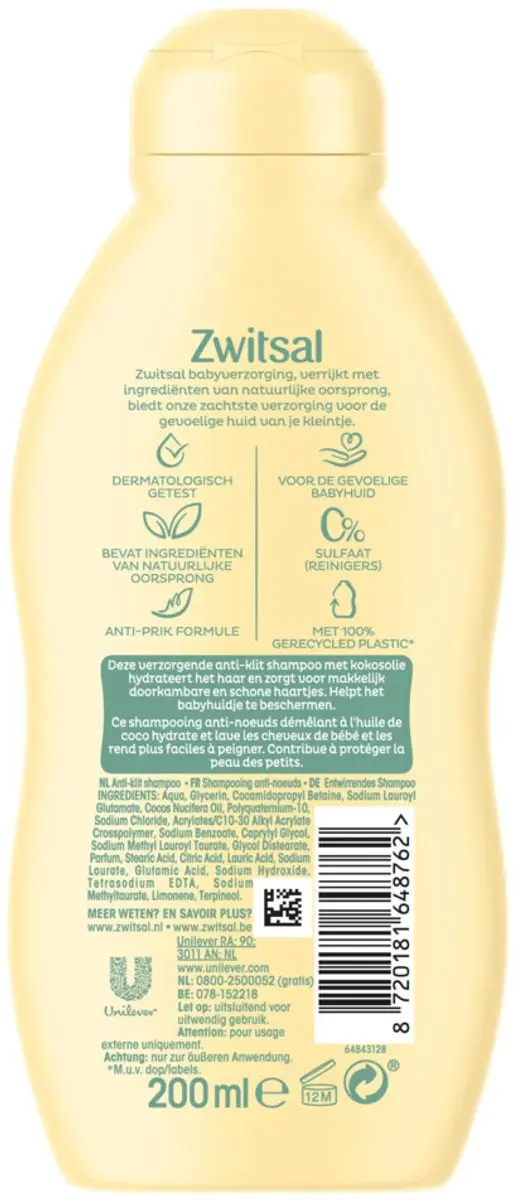 Zwitsal Anti-Klit Shampoo 200ml - 3 Stuks