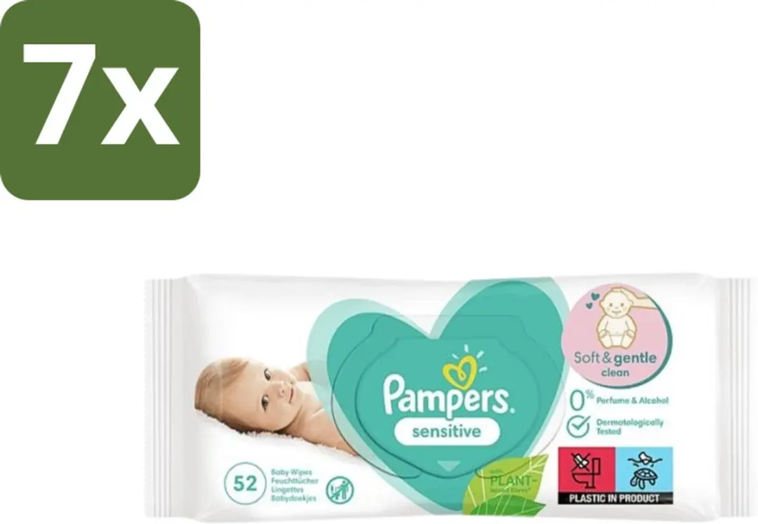 Pampers Babydoekjes Sensitive 52 Stuks - 7x