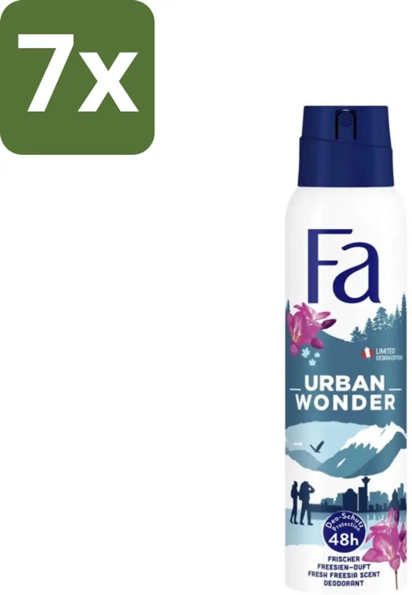 Fa Urban Wonder Deodorant Spray Aardbei - 150ml - 7 Stuks