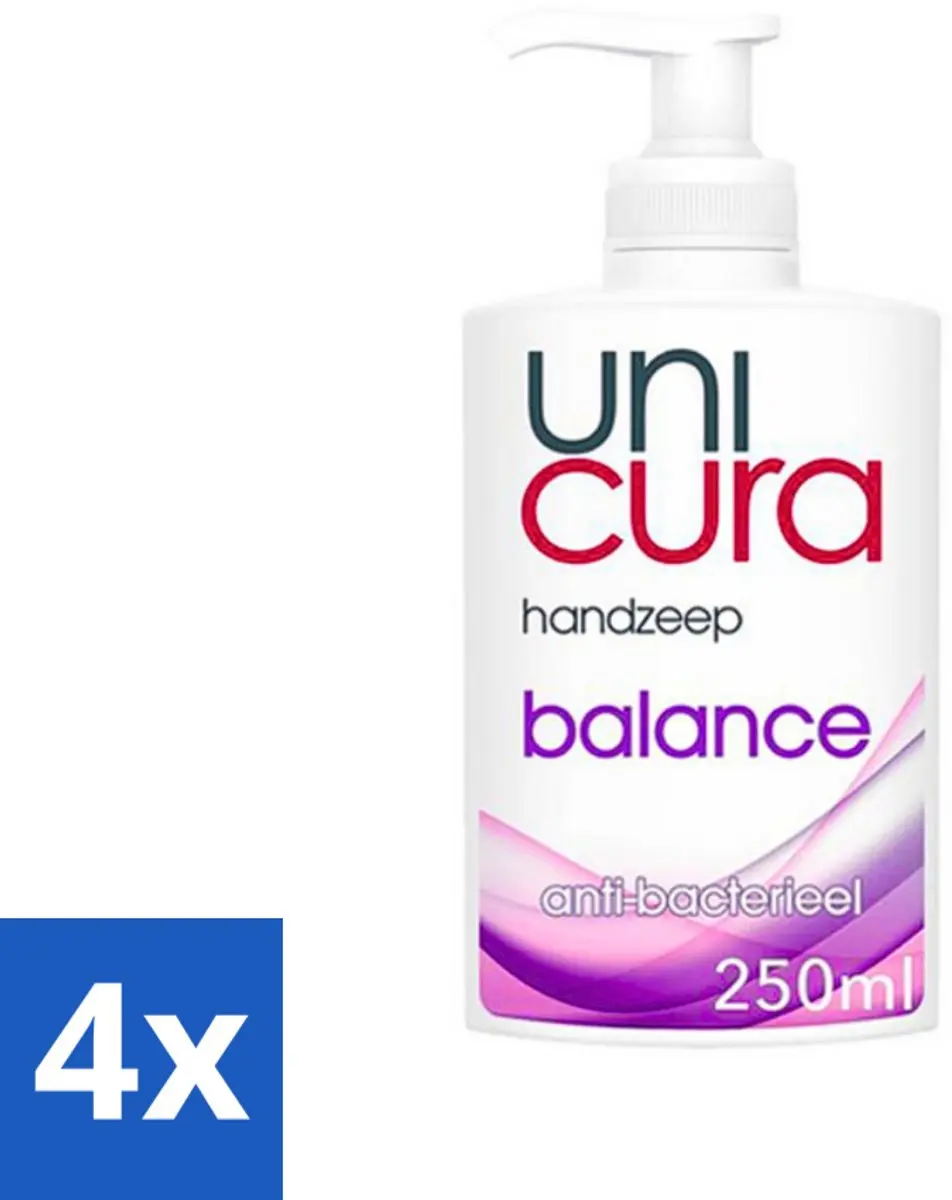 Unicura Vloeibare Handzeep Anti Bacterieel Balans 250ml - 4 Stuks