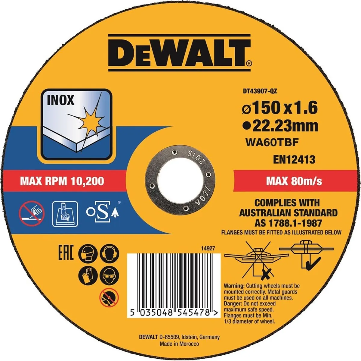 DeWalt DT43907-QZ Doorslijpschijf RVS 150mm