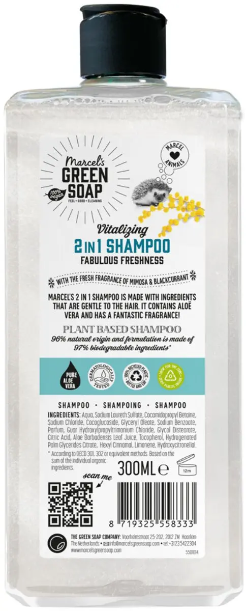 Marcel's Green Soap Shampoo & Conditioner 2-in-1 Mimosa & Black Currant - 300ml - 10 Stuks