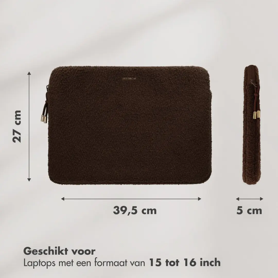 Selencia Teddy Sleeve Laptophoes 16 inch - Choco Brown