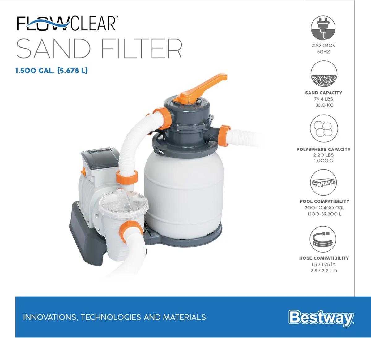 Bestway Zandfilterpomp 58497 - 5.678 l/u