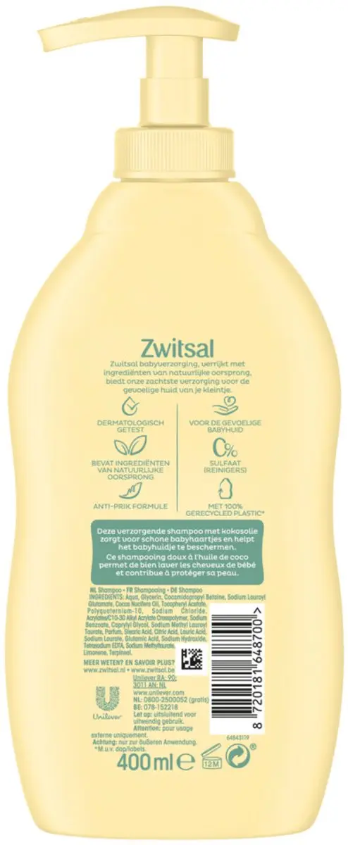 Zwitsal Shampoo 400ml - 3 Stuks