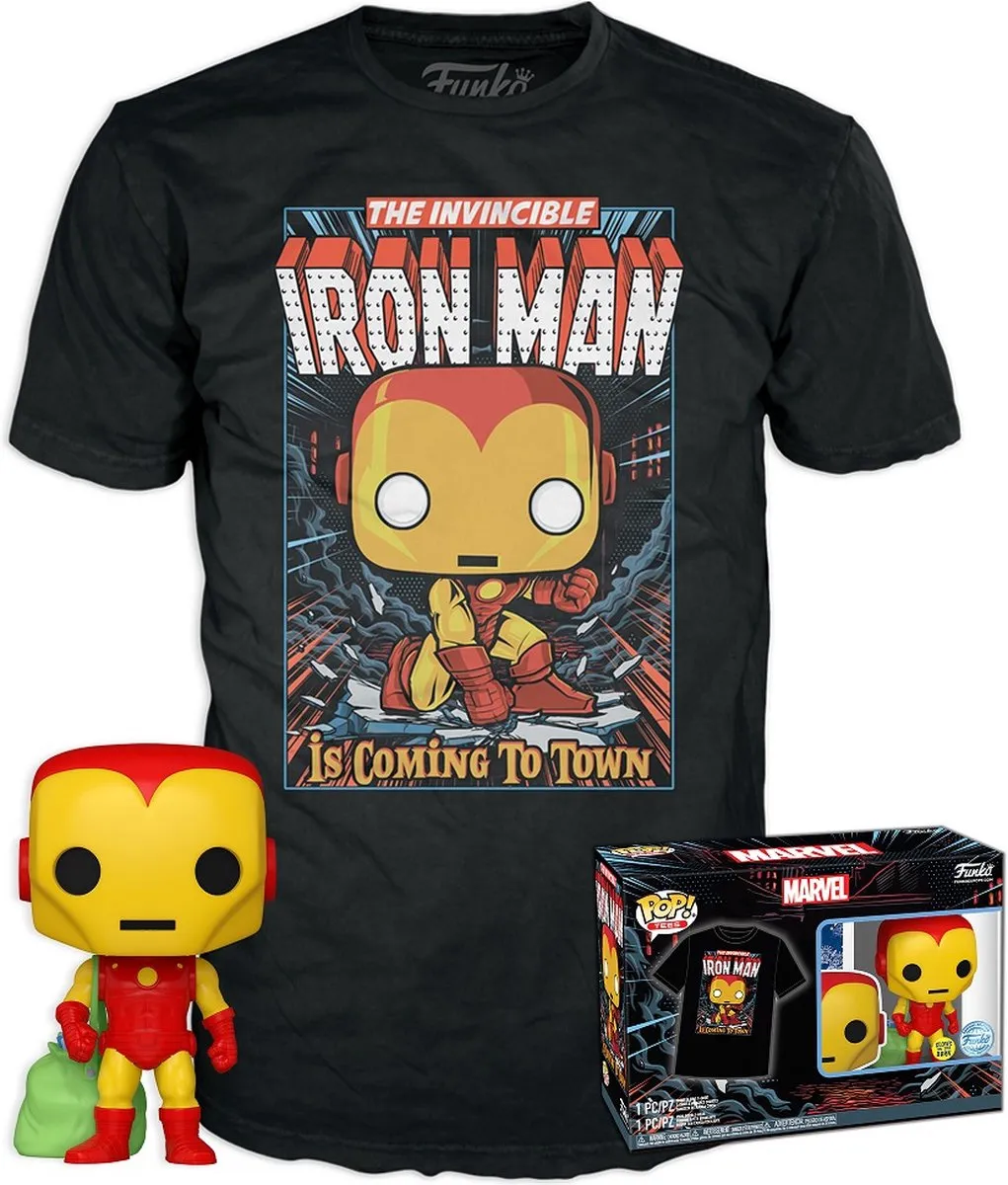 Funko Pop! Marvel Holliday Tee Box Iron Man #1282 - Maat L