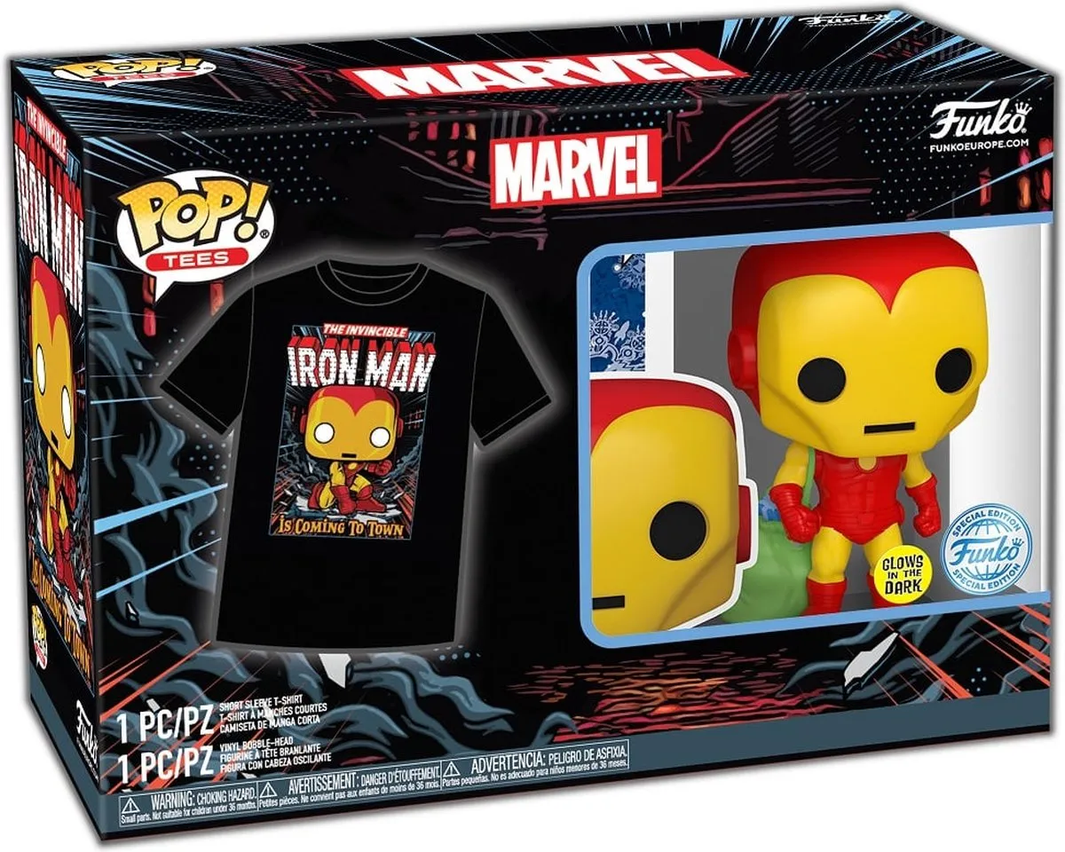 Funko Pop! Marvel Holliday Tee Box Iron Man #1282 - Maat L