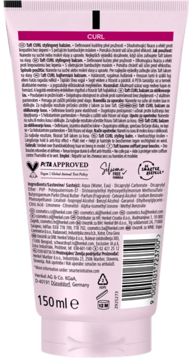 Taft Styling Balm Curl Hold 3 - 150ml - 24 Stuks