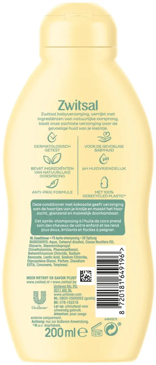 Zwitsal Conditioner 200ml - 3 Stuks
